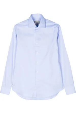 CANALI Overhemden, Heren, Blauw, L, Katoen, Impeccabile regular fit overhemd van lichtblauw katoen