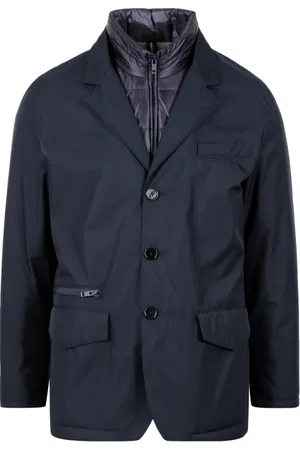 FAY Jassen, Heren, Blauw, M, Microfibre Gabardine Jas
