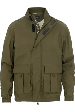 Woolrich Jassen, Heren, Groen, M, Katoen, Donkergroene Track Jacket Papery Popeline