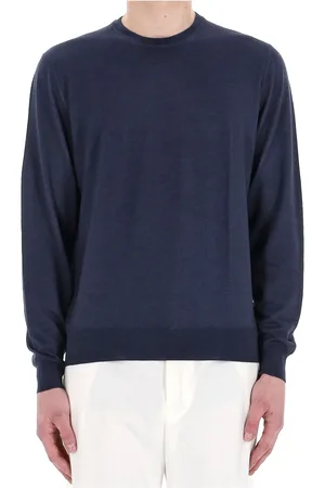 DRUMOHR Truien, Heren, Blauw, XL, Wol, Blauwe Wol Ronde Hals Trui