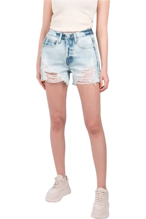 Frame Korte broeken, Dames, Blauw, W27, Katoen, Relaxte Korte Broek Reverse Side Talia Combo