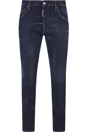 Dsquared2 Jeans, Heren, Blauw, XL, Katoen, Blauwe Straight-Leg Jeans met Destroyed Details
