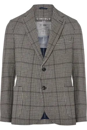 Circolo Jassen, Heren, Bruin, M, Katoen, Geruite Blazer Americana Stijl