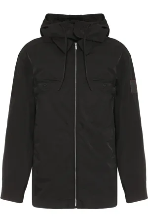 Salvatore Ferragamo Jassen, Heren, Zwart, M, Polyester, Hooded Jacket with Logo Patch