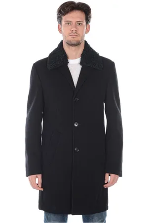 D.A. Daniele Alessandrini Mantels, Heren, Zwart, 2Xl, Polyester, Serious Fur Trim Jas Jas