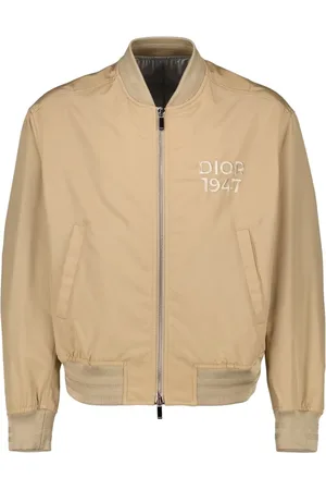 Dior Jassen, Heren, , L, Nylon, Ribgebreid Bomberjack met Logo Borduursel