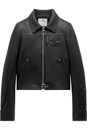 Courrèges Jassen, Dames, Zwart, L, Leer, Leren Jas