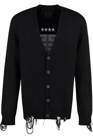 Givenchy Truien, Heren, Zwart, M, Katoen, Katoenen Cardigan met Intarsia Detail