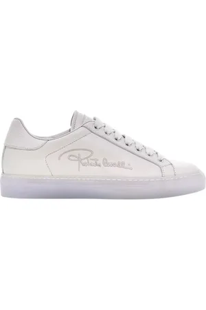 Roberto Cavalli Schoenen, Dames, Wit, 40 EU, Leer, Witte handtekening sneakers gemaakt in Italië