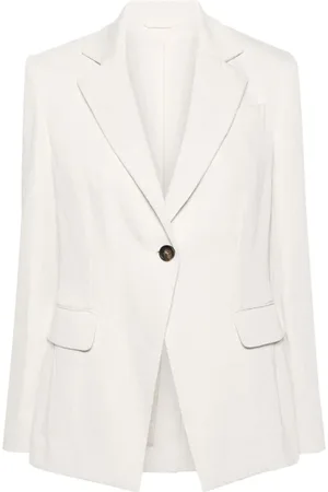 Brunello Cucinelli Jassen, Dames, , XS, Witte jas voor een stijlvolle uitstraling