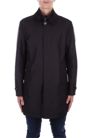 FAY Mantels, Heren, Zwart, XL, Polyester, Zwarte zwarte jas met rits en zakken