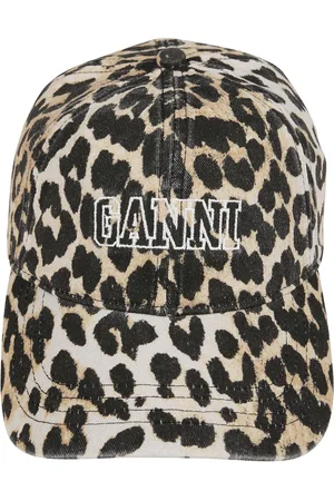 Ganni Accessoires, Dames, Veelkleurig, ONE Size, Katoen, Baseballpet met luipaardprint