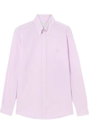 Brooks Brothers Overhemden, Heren, Paars, 2Xl, Katoen, Slim Fit Gestreepte Seersucker Button Down Overhemd
