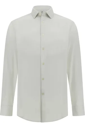 Boggi Milano Overhemden, Heren, Grijs, XL, Nylon, Slim Fit Stretch Nylon Overhemd
