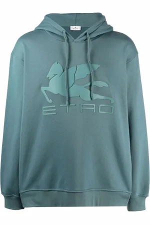 Etro Sweatshirts & Hoodies, Heren, Blauw, S, Katoen, Pegasus Logo Hoodie