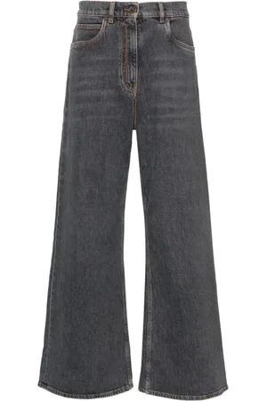 Etro Jeans, Dames, Grijs, W29, Denim, MW Denim S9095 Grigio Wide Jeans