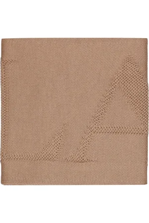 Lanvin Accessoires, Dames, Bruin, ONE Size, Wol, Beige wollen sjaal met camel logo