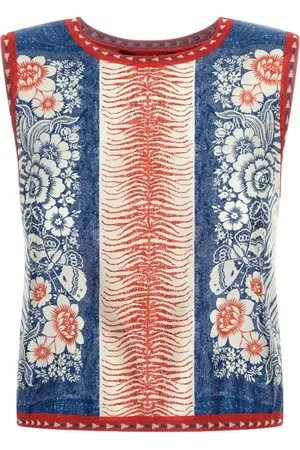 Roberto Cavalli Tops, Dames, Veelkleurig, S, Bandana Print Top Blauw Vrouw