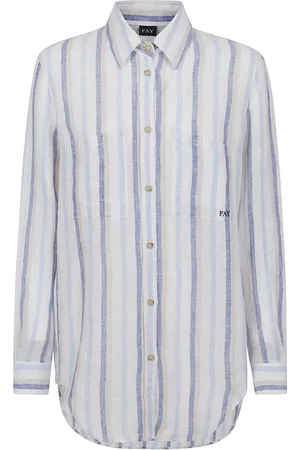 FAY Blouses & Shirts, Dames, Blauw, S, Katoen, Katoenen overhemd Made in Italy