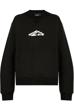 Dsquared2 Sweatshirts & Hoodies, Dames, Zwart, M, Katoen, Sweatshirt met Gedrukt Logo
