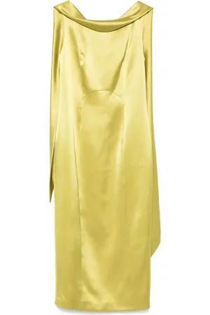 FELY CAMPO Kleedjes, Dames, Groen, M, Appelgroene Mouwloze Boothals Jurk