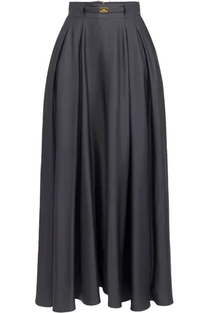 Elisabetta Franchi Rokken, Dames, Grijs, M, Satijn, Viscose Flared Rok