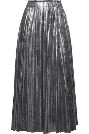Max Mara Rokken, Dames, Grijs, L, Katoen, Asymmetrische Rok met Geribbelde Tailleband