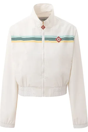 Casablanca Jassen, Dames, Wit, M, Polyester, Witte Jas met Logo Patch