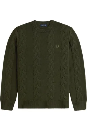 Fred Perry Truien, Heren, Groen, L, Katoen, Sweatshirt met ronde hals