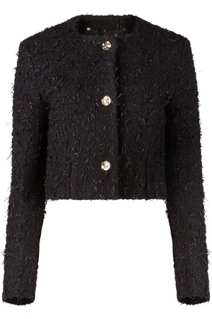 Nina Ricci Jassen, Dames, Zwart, L, Tweed, Tweed jas met ronde kraag