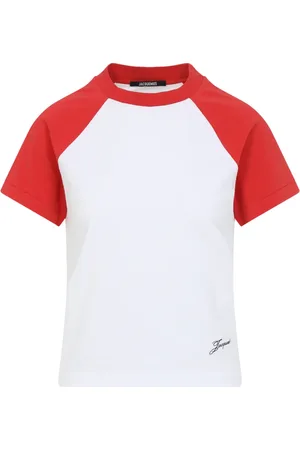 Jacquemus Tops, Dames, Wit, S, Baseball Style Mini T-shirt