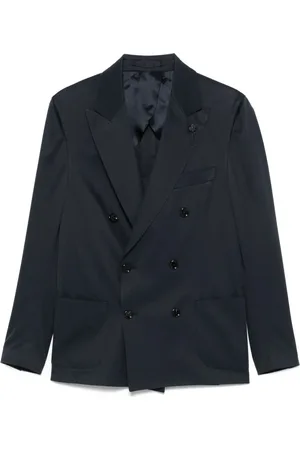 LARDINI Jassen, Heren, Blauw, 2Xl, Katoen, Katoenen Blazer Double-Breasted Jas