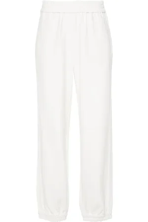 Brunello Cucinelli Broeken, Dames, Wit, M, Witte Jersey Trainingsbroek met Elastische Tailleband