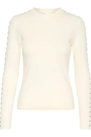 Karen by Simonsen Truien, Dames, , S, Polyester, Egret O-Neck Gebreide Trui