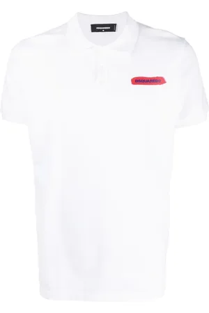 Dsquared2 Tops, Heren, Wit, 3Xl, Katoen, Polo Shirt met Logo Print