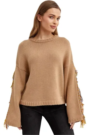 FAY Truien, Dames, , S, Wol, Wollen Trui met Franjes