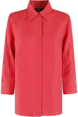 SEVENTY BY SERGIO TEGON Blouses & Shirts, Dames, Rood, XS, Linnen, Rood Linnen Gekreukeld Overhemd Lange Mouw