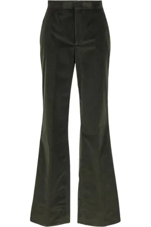 TAGLIATORE Broeken, Dames, Groen, M, Katoen, Uitlopende Velvet Broek