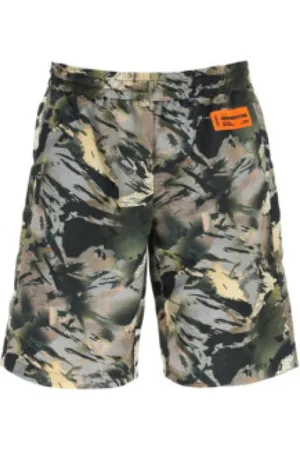 Heron Preston Korte broeken, Heren, Groen, XS, Abstract Print Casual Shorts