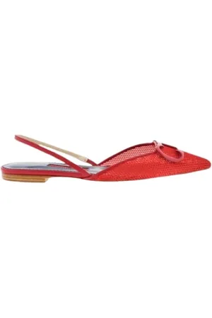 Carolina Herrera Schoenen, Dames, Rood, 36 EU, Rode Mesh Insignia Ballerina`s