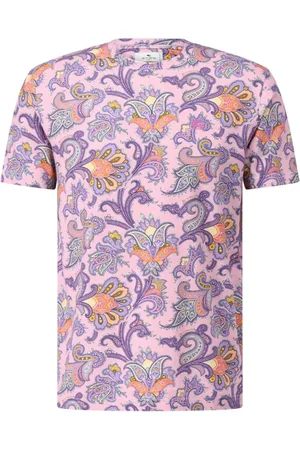Etro Tops, Heren, Roze, L, Katoen, T-shirt van katoen met paisley-patroon