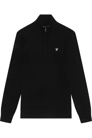 Lyle & Scott Truien, Heren, Zwart, XS, Wol, Premium Lamswollen 1/4 Zip Trui
