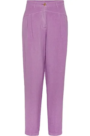 FORTE FORTE Broeken, Dames, Paars, L, Katoen, Slim-fit broek