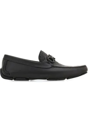 Salvatore Ferragamo Schoenen, Heren, Zwart, 41 1/2 EU, Leer, Zwarte Leren Slip-On Loafers