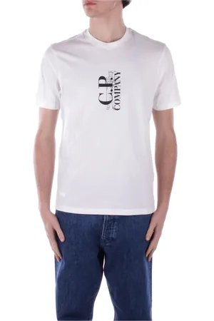 C.P. Company Tops, Heren, Wit, L, Katoen, Logo Front T-shirt