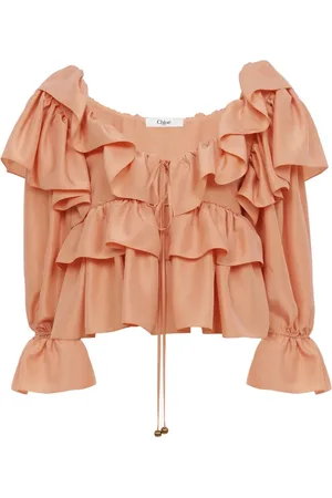 Chloé Blouses & Shirts, Dames, Roze, S, Roze Zijden Blouse met Trekkoordjes
