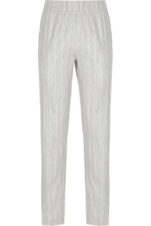 D.EXTERIOR Broeken, Dames, Grijs, M, Zilvergrijze viscose broek met lurex