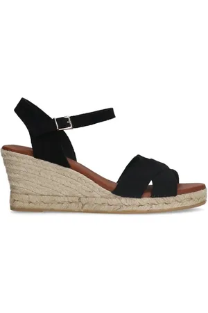 Manfield Schoenen, Dames, Zwart, 37 EU, Suède, Zwarte sleehak sandalen van suède