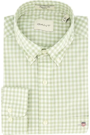 GANT Overhemden, Heren, Groen, M, Katoen, Casual Groen Overhemd