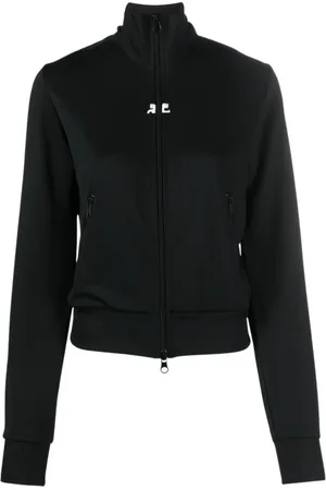 Courrèges Sweatshirts & Hoodies, Dames, Zwart, L, Zip-Through Sweatshirt